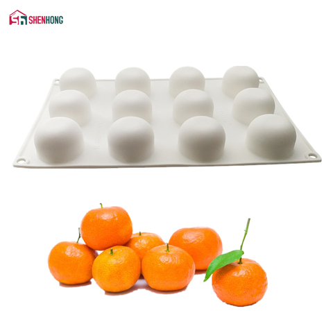 SHENHONG – Moule à gâteau en Silicone, 12 trous pour Dessert Orange, Fondant, poêle à Mousse, ustensiles de cuisson, chocolat, pâtisserie ► Photo 1/6