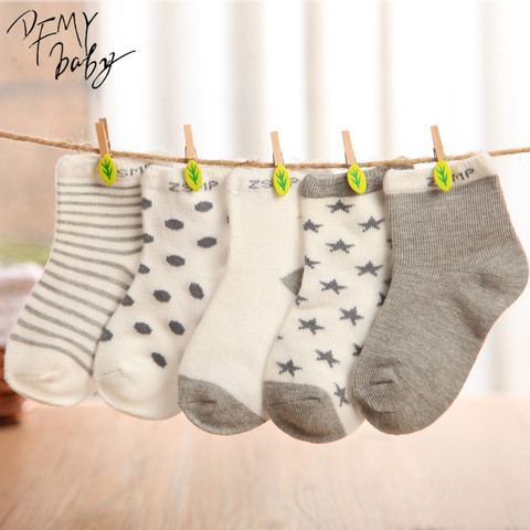 Chaussettes en coton pour nouveau-né, courtes pour fille et garçon, 10 pièces/lot = 5 paires ► Photo 1/6