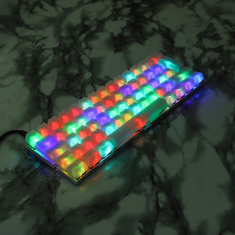 YMDK-clé pour clavier mécanique RGB (GK61), avec profil anti-brouillard blanc ISO, OEM, 1.5mm, ABS 108/87/61 ANSI ► Photo 1/6