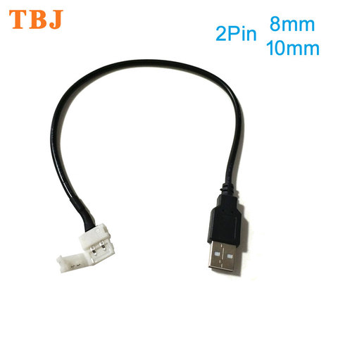 30cm 2pin 8mm /10mm USB câble à LED connecteur de bande connecteur de LED de soudage gratuit pour DC5V 5050 2538 LED bande lumineuse ► Photo 1/6