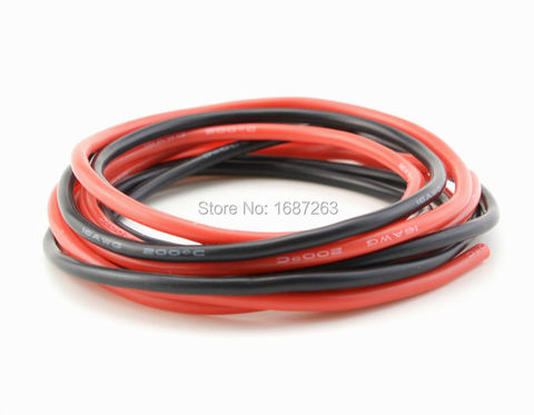 Fil de Silicone rouge + noir 16 # 16AWG 16 AWG, résistant à la chaleur, câble en Gel de silice souple 1 mètre 2 mètres 5 mètres 10 mètres 20 mètres ► Photo 1/3