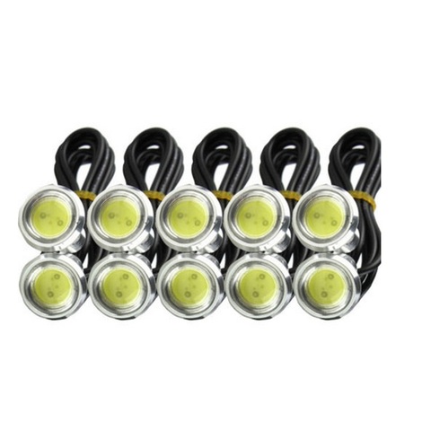 Yeux d'aigle LED 23mm, 10 pièces, coque argentée DRL, feux de jour, de conduite, Super luminosité, lampe de stationnement étanche ► Photo 1/6