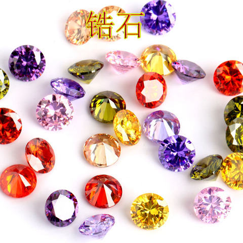 Pierres rondes multicolores en zircon naturel, pierres à pointe Super flash, bricolage/accessoires de bijouterie 4mm/5mm/6mm/7mm/8mm/10mm/12mm ► Photo 1/6