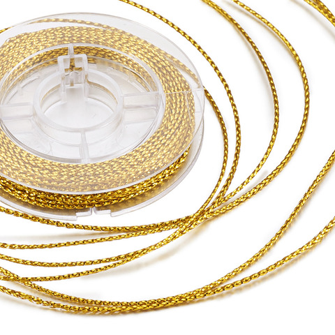 Rouleau de fil de couleur or, cordon avec perles Non élastiques, 0.6mm, de 10 m/rouleau, de fil de 10 m/perles, pour la fabrication de bijoux, collection de Bracelets à faire soi-même ► Photo 1/6