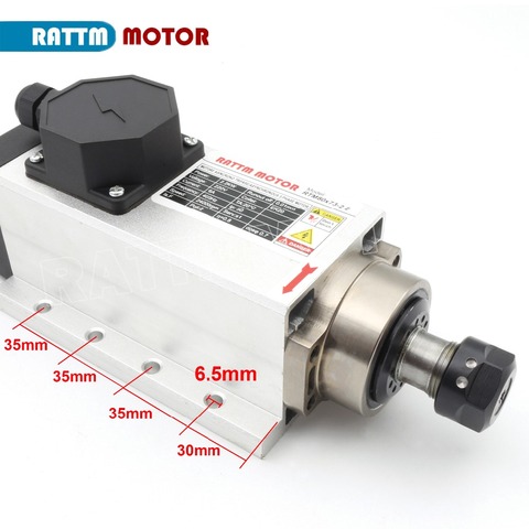 Carré qualité 2.2KW 220V ER20 refroidi par Air tour broche moteur 6A 4 céramique roulement Runout-off 0.01mm ► Photo 1/1