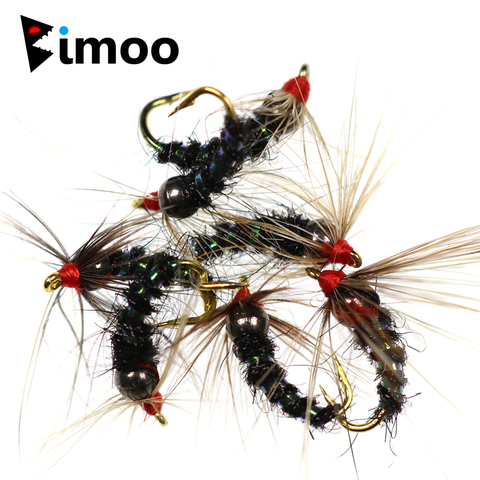 Bimoo – mouches de pêche Premium en laiton métallique, 6 pièces, #8 #10 #12, arc-en-ciel, marron, truite, cendrillon, Char Caddis, nymphe, Olive noire ► Photo 1/6