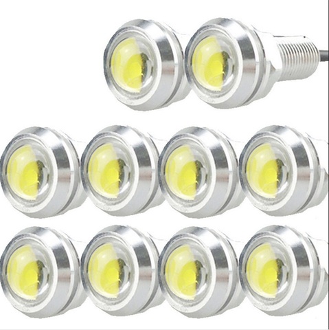 10PC 3W LED DRL aigle oeil lumière brouillard diurne lumière de stationnement inverse Signal lampe argent coquille Auto voiture antibrouillard 18mm ► Photo 1/5