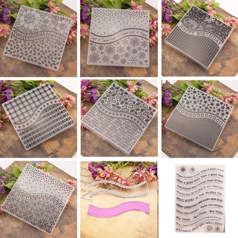 Matrices de gaufrage en plastique, timbres en Silicone transparent, matrices de découpe en métal pour Scrapbooking, fournitures de décoration artisanales en papier/fabrication de cartes ► Photo 1/6