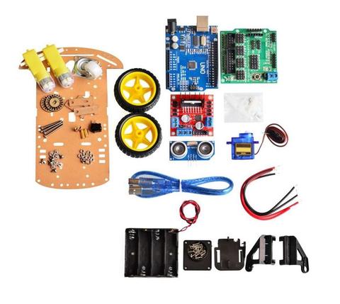 Nouveau moteur de suivi d'évitement Robot intelligent Kit de châssis de voiture encodeur de vitesse boîte de batterie 2WD module à ultrasons pour kit Arduino ► Photo 1/3