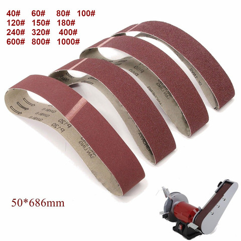 Paquet de 10 686*50mm bandes abrasives 40-1000 grain oxyde d'aluminium ponceuse bandes abrasives ► Photo 1/4