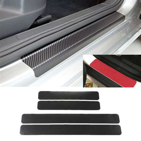 Autocollants de seuil de porte en fibre de carbone, 4 pièces, plaque de porte de voiture pour Mitsubishi asx lancer outlander pajero EVO, accessoires de voiture ► Photo 1/6