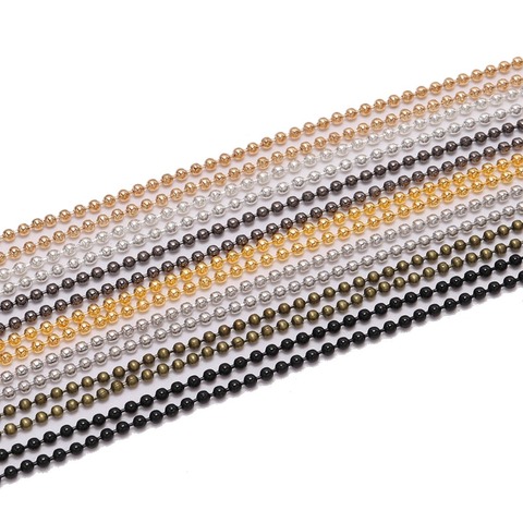 Chaînes de perles en métal, diamètre de la fabrication de bijoux, accessoires bricolage, 5 m/lot, 1.2, 1.5, 2.0mm, découvertes de colliers en vrac ► Photo 1/6