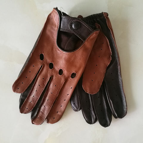 Gants de conduite de moto en cuir véritable pour homme, respirants et antidérapants, fins, sans doublure, printemps et été, M023W-1 ► Photo 1/6