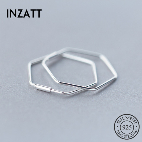 INZATT 100% 925 argent Sterling Hyperbole minimaliste géométrique polygone boucles d'oreilles accessoires pour les femmes bijoux fins cadeau ► Photo 1/6