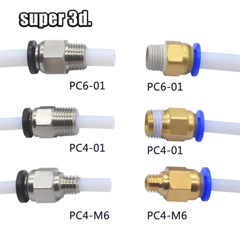 2 pièces connecteurs pneumatiques pour imprimantes 3D pièces bowden rapide Jointer coupleur 1.75/3mm tuyau pc4 m6 m10 raccords PTFE Tube 2/4mm ► Photo 1/6