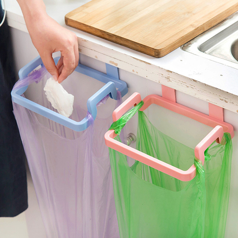 Porte-serviettes de cuisine suspendu à la porte de l'armoire, porte-sac poubelle, étagère de rangement ► Photo 1/6