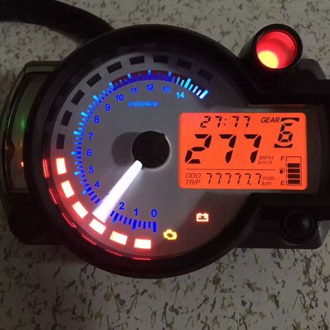 KOSO RX2N tachymètre compteur de carburant LCD numérique moto odomètre compteur de vitesse réglable MAX 299km/h 7 couleurs affichage ► Photo 1/6