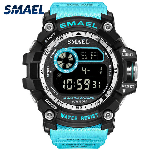 SMAEL – montres numériques pour hommes, grand cadran, montre de Sport, course à 50M, étanche, LED, horloge numérique, lumière, 8010 ► Photo 1/6