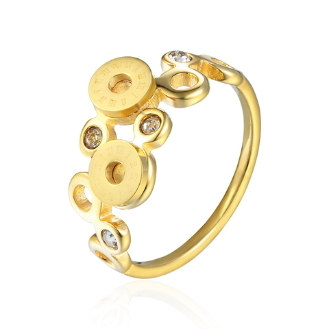 Anneau de mariage pour femmes, 4 petits cercles en Zircon, 2 chiffres romains, or Rose, argent, nouveauté ► Photo 1/6