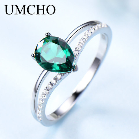 UMCHO-bague en pierre précieuse verte émeraude pour femmes, bijou en argent Sterling 925, classique et romantique, cadeau de la saint-valentin ► Photo 1/6