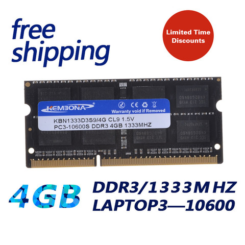 KEMBONA – RAM DDR3 so-dimm pour ordinateur portable, 4 go, 1333MHZ, 204 broches, livraison gratuite ► Photo 1/2