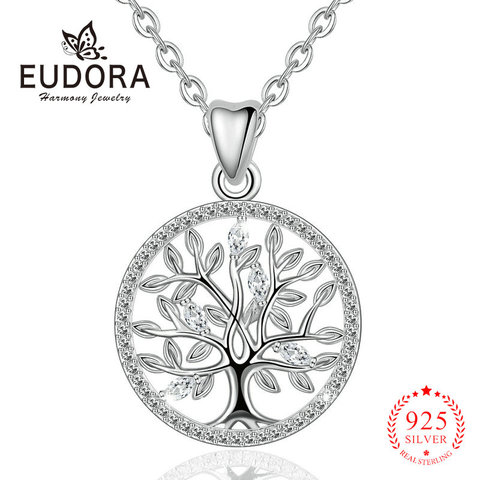 Eudora véritable 925 argent Sterling arbre de vie pendentif colliers bijoux de mode pour les femmes bijoux à la mode accessoires CYD401 ► Photo 1/6