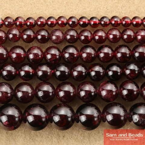 Perles rondes en pierre naturelle rouge grenat, vente en gros, 4mm 6mm 8mm 10mm 12mm, bijoux, livraison gratuite, RGB01 ► Photo 1/1