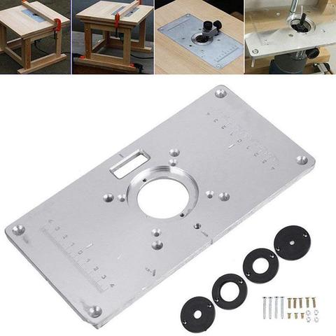 Routeur Table plaque 700C aluminium routeur Table plaque d'insertion + 4 anneaux vis pour bancs de travail du bois, 235mm x 120mm x 8mm(9.3in ► Photo 1/6