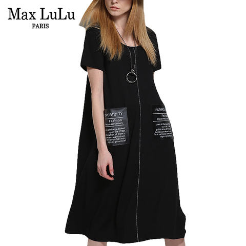 Max LuLu-robe longue noire 5XL, grande taille, de marque européenne, avec poches à fermeture éclair, pour l'été, collection décontracté ► Photo 1/6