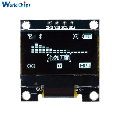 Module d'affichage blanc OLED LCD LED, 0.96 pouces 0.96 pouces I2C IIC série 12864 128x64 SSD1306 3V ~ 5V DC Module série SPI pour Arduino ► Photo 1/6