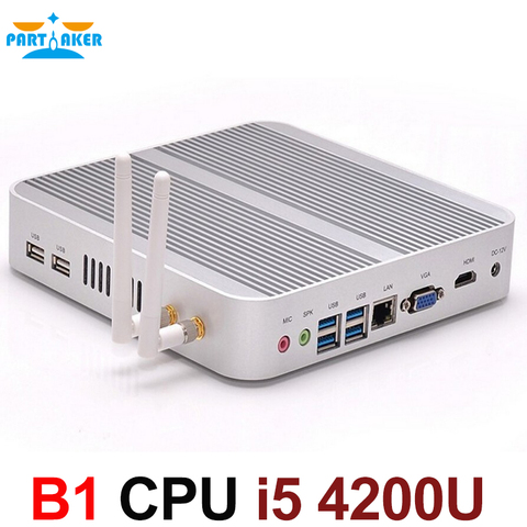 Boîtier TV HTPC 4K sans ventilateur, Mini PC Nuc, Barebone, avec Intel Core I5 4200u Max 16 go RAM 512 go SSD 1 to HDD, Windows 10 ► Photo 1/6