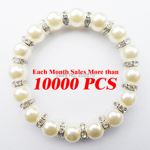 Bracelet en perles blanches pour femmes, haute qualité, bijoux d'usine, vente en gros, tendance, cordon de 10mm, chaîne, OM, OEM, 2022 ► Photo 1/6