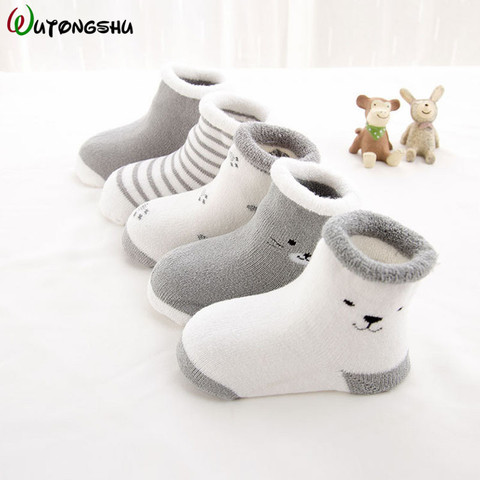 5 paires/lot chaussettes bébé nouveau-né hiver automne chaussettes pour garçon fille nouveau dessin animé bébé garçon chaussettes courtes pour 0-2y ► Photo 1/6