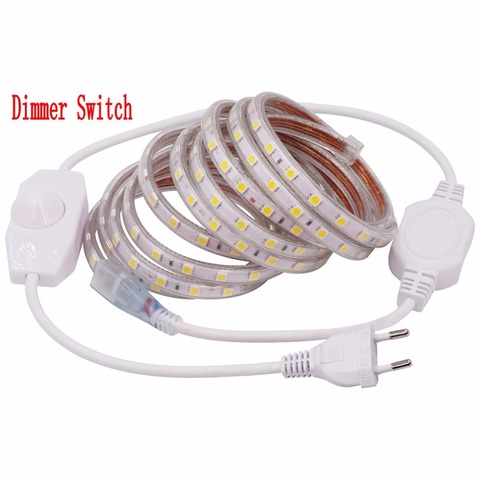 Ruban led Avec Variateur D'intensité 220V AC SMD 5050 LUMIÈRE Flexible 1M/2M/3M/4M/5M/10M/15M/20M/25M + VARIATEUR prise 60leds/m led Étanche ruban ► Photo 1/5