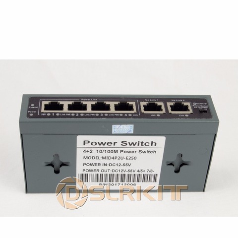 DSLRKIT – injecteur Power Over Ethernet, 250M, 6 Ports, 4 commutateurs PoE, sans adaptateur d'alimentation ► Photo 1/5