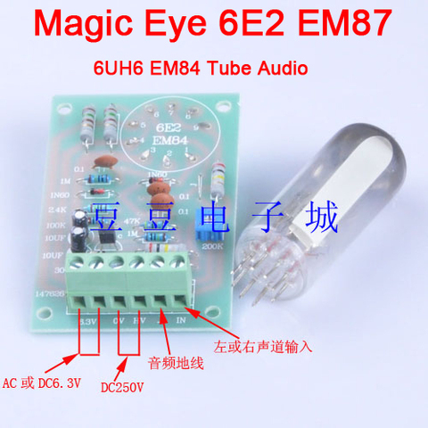Magic Eye 6E2 EM87 6UH6 EM84 Tube Audio indicateur bas niveau d'entrée kits de bricolage conseil ► Photo 1/5