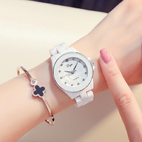 Relojes mujer Femmes Blanc Montre-Bracelet en céramique Bracelet Quartz montre Femme Dames Montres Horloge Femelle Mode Femmes Montres ► Photo 1/6