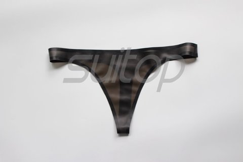Sous-vêtements en latex pour femmes, culotte tanga noire transparente ► Photo 1/2