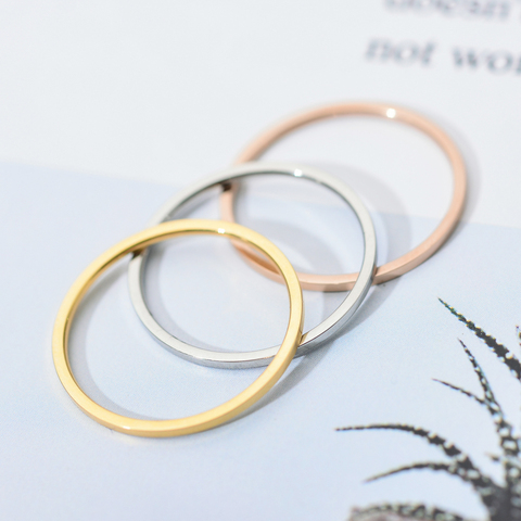 ZMZY anneaux ronds pour femmes mince en acier inoxydable bague de mariage simplicité mode bijoux en gros bijoux 1mm ► Photo 1/6