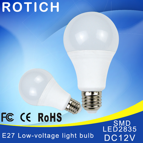Ampoule LED E27 DC 12V smd 2835, puce lampada luz, lampe E27 3W 6W 9W 12W 15W 18W, spot pour éclairage extérieur ► Photo 1/1