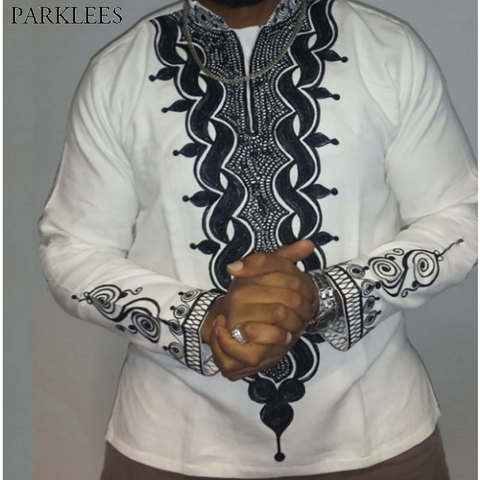 Robe Dashiki pour homme, Hipster, imprimé africain, chemise cintrée, ethnique gitane, à manches longues, vêtement africain, 2022 ► Photo 1/2