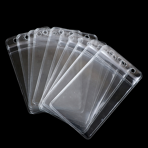 Nouveau 10 pièces/lot Vertical Transparent vinyle plastique effacer ID carte sac étui porte-Badge accessoires ► Photo 1/6