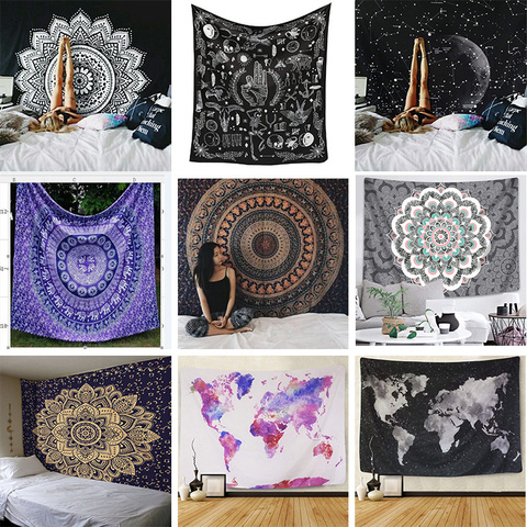 Tapis mural Mandala en fibre de Polyester, tenture murale, serviette de plage, tapisserie, Large, 200x150cm ► Photo 1/6