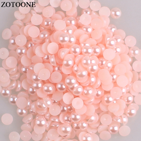 ZOTOONE 2-6mm 1000 pièces perle en céramique rose clair demi-ronde perle Flatback pierres et cristaux bijoux Nail Art accessoires ► Photo 1/1