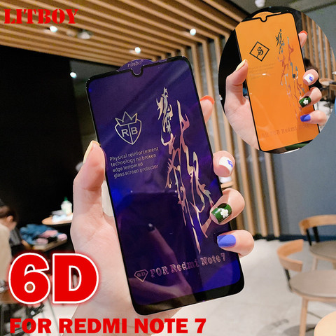 LITBOY – protecteur d'écran 6D, en verre trempé pour Xiaomi Redmi Note 8 5 6 Pro Redmi Note 7 Plus 6A ► Photo 1/6