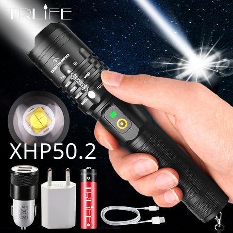 Lampe Rechargeable XHP90.2, puissante lampe de poche LED et XHP50.2, lanterne Zoom USB, lampe de chasse, auto-défense 18650 ► Photo 1/6