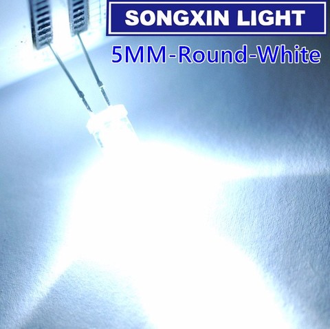 50 pièces/paquet Ultra lumineux 14000mcd 5mm blanc Transparent 5mm lumière Diode émettrice LED lampe 5mm (DIP 3 V 6000K Ultralbright) ► Photo 1/1