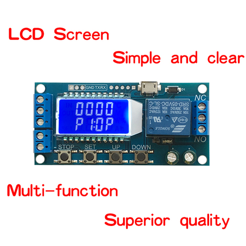 Micro USB affichage numérique LCD, Module de relais de retardement de temps, Module de Cycle de déclenchement de commutateur de minuterie multifonction DC 6-30V ► Photo 1/1