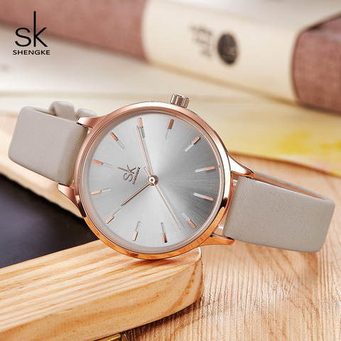 Shengke-montres à Quartz pour femmes, montre-bracelet de marque, tendance, bracelet en cuir décontracté SK, 2022 ► Photo 1/6