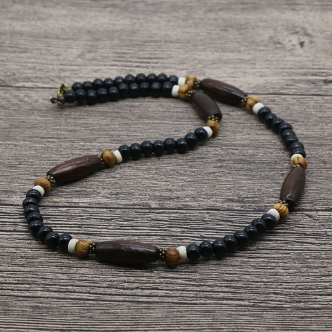 Collier ras du cou Tribal pour hommes, Boho, bijoux en bois, perlé, surfeur, cadeau pour meilleur ami, 2022 ► Photo 1/5